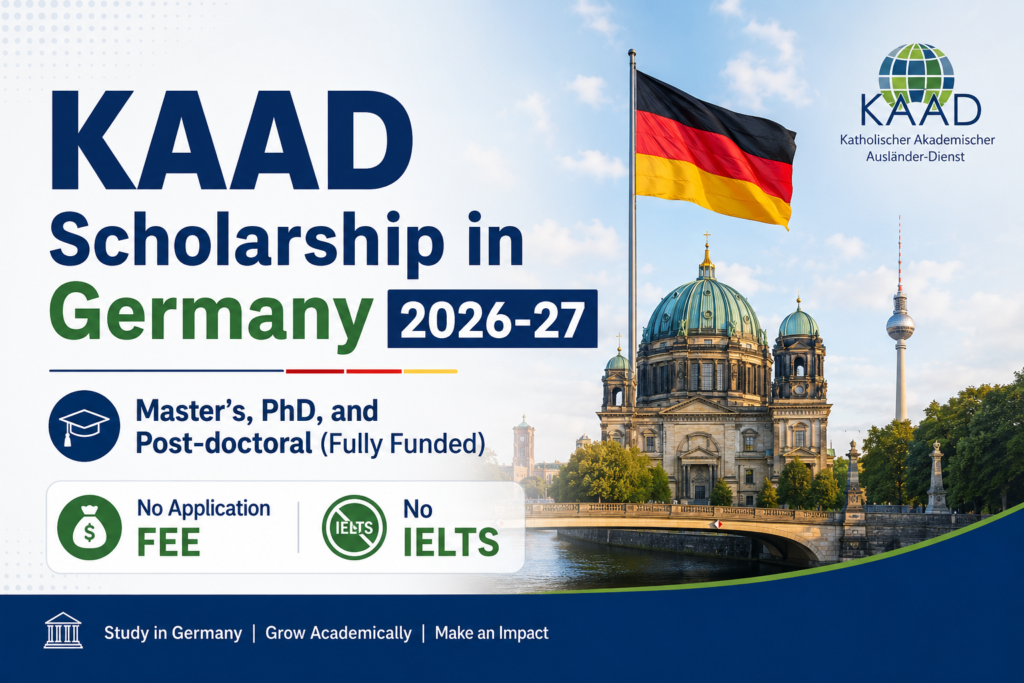 KAAD Scholarship in Germany 2026 | Ultimate Guide (Fully Funded) 1 KAAD Scholarship in Germany 2026-27 banner showing German flag and Berlin Cathedral.