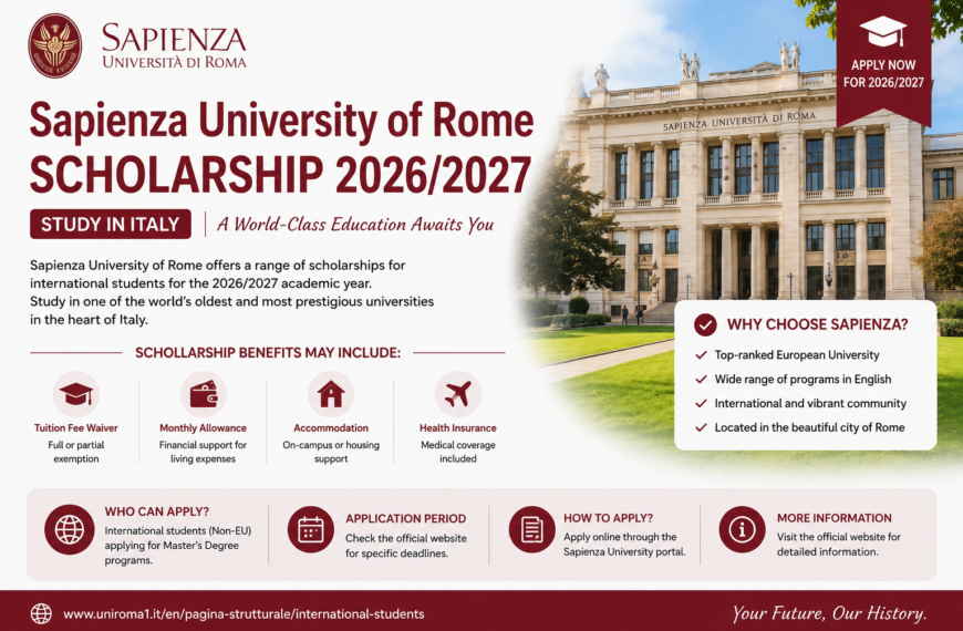 Sapienza University of Rome Scholarship 2026/2027: Ultimate Guide to Secure a Fully Funded National Merit Scholarship