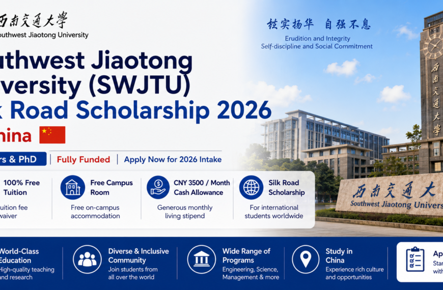 Scholarships For College Masters & PhDs: Southwest Jiaotong University (SWJTU) Silk Road Scholarship 2026 in China | Fully Funded